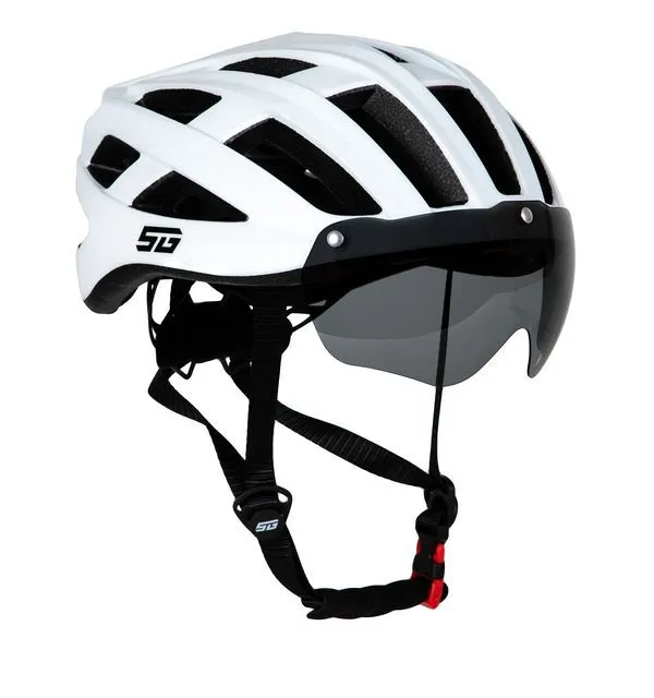 Шлем Stg TS-33 с визором и фонарём, белый, L