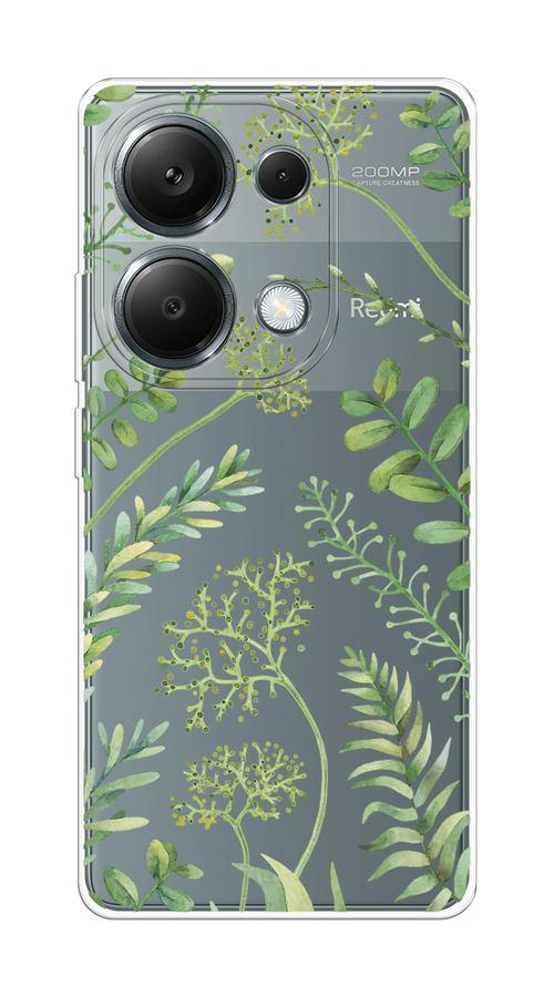 

Чехол на Xiaomi Redmi Note 13 Pro 4G "Green Leaves", Зеленый;прозрачный, 321650-1