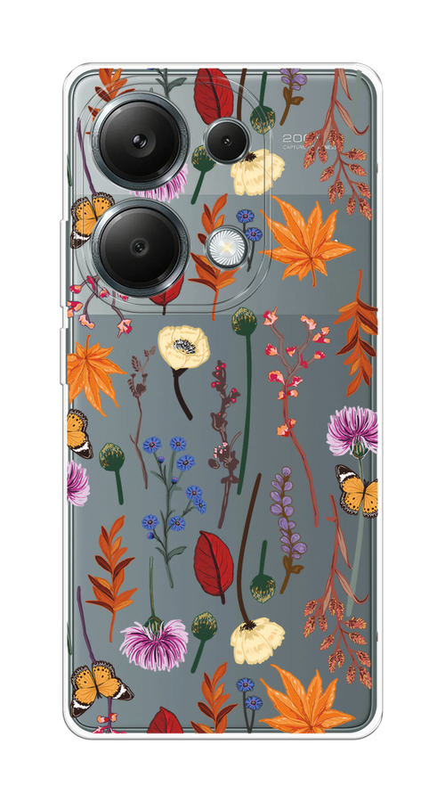 

Чехол на Xiaomi Redmi Note 13 Pro 4G "Orange Purple flowers", Оранжевый;красный;розовый;желтый;прозрачный, 321650-1