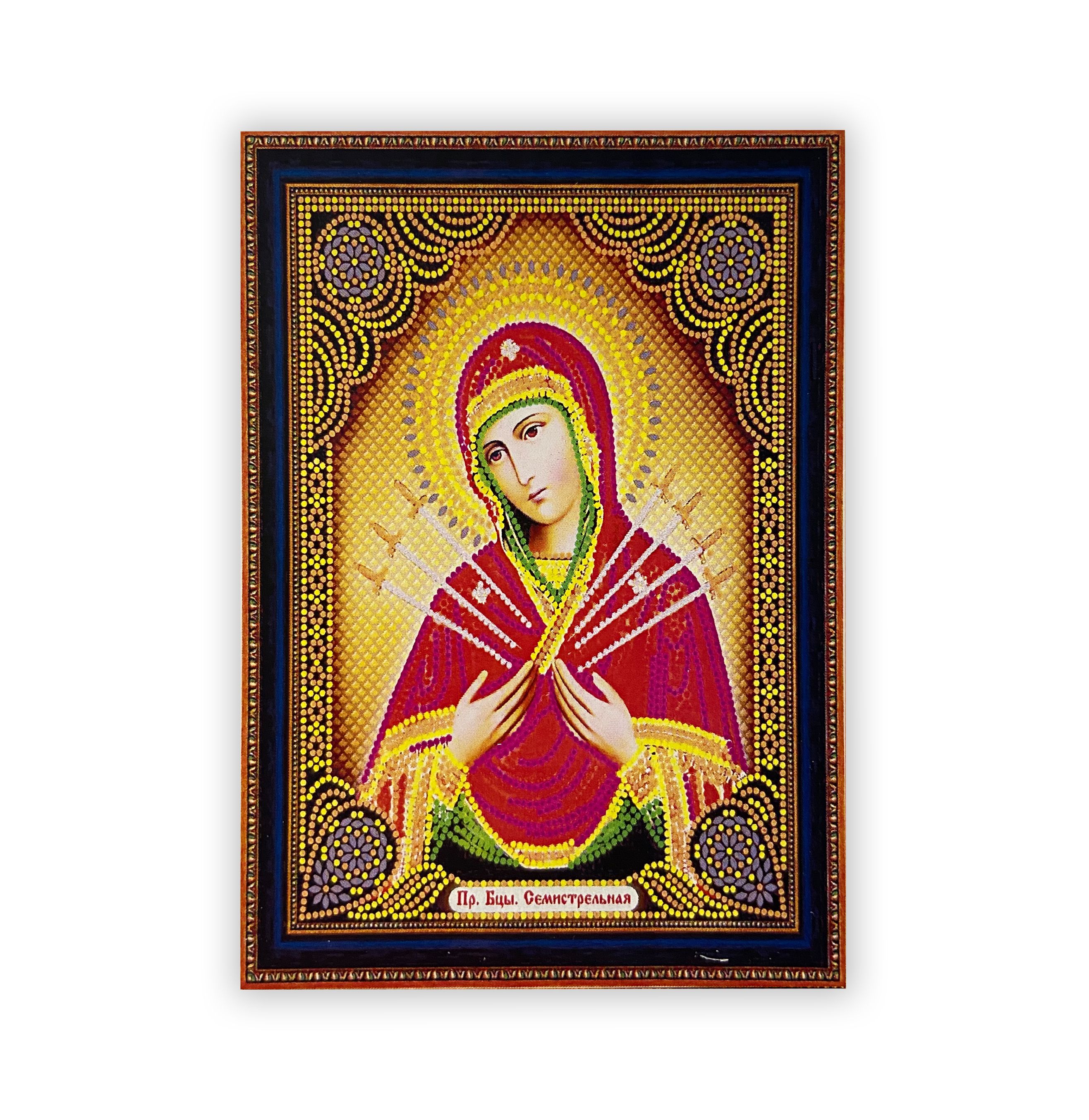 Алмазная мозаика Diamond Painting Семистрельная Божия Матерь на подрамнике 27x33