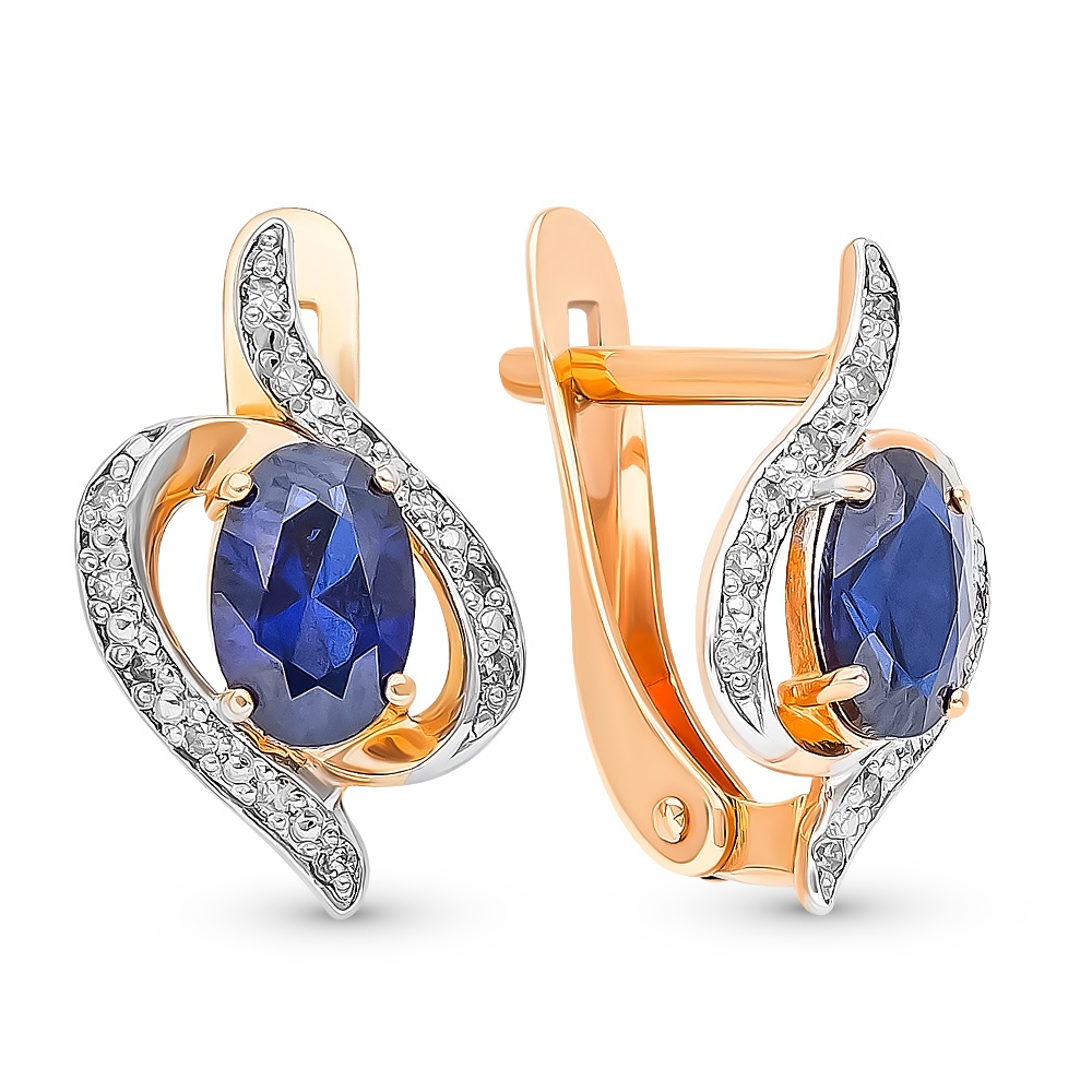

Серьги из золота 585Gold 102006515, сапфир искусственный/бриллиант, 102006515