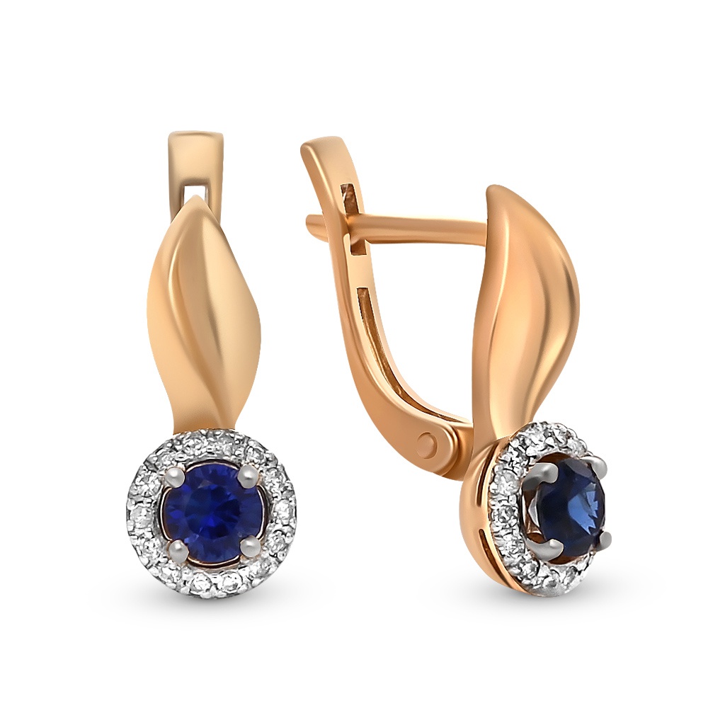 

Серьги из золота 585Gold 102008331, сапфир искусственный/бриллиант, 102008331
