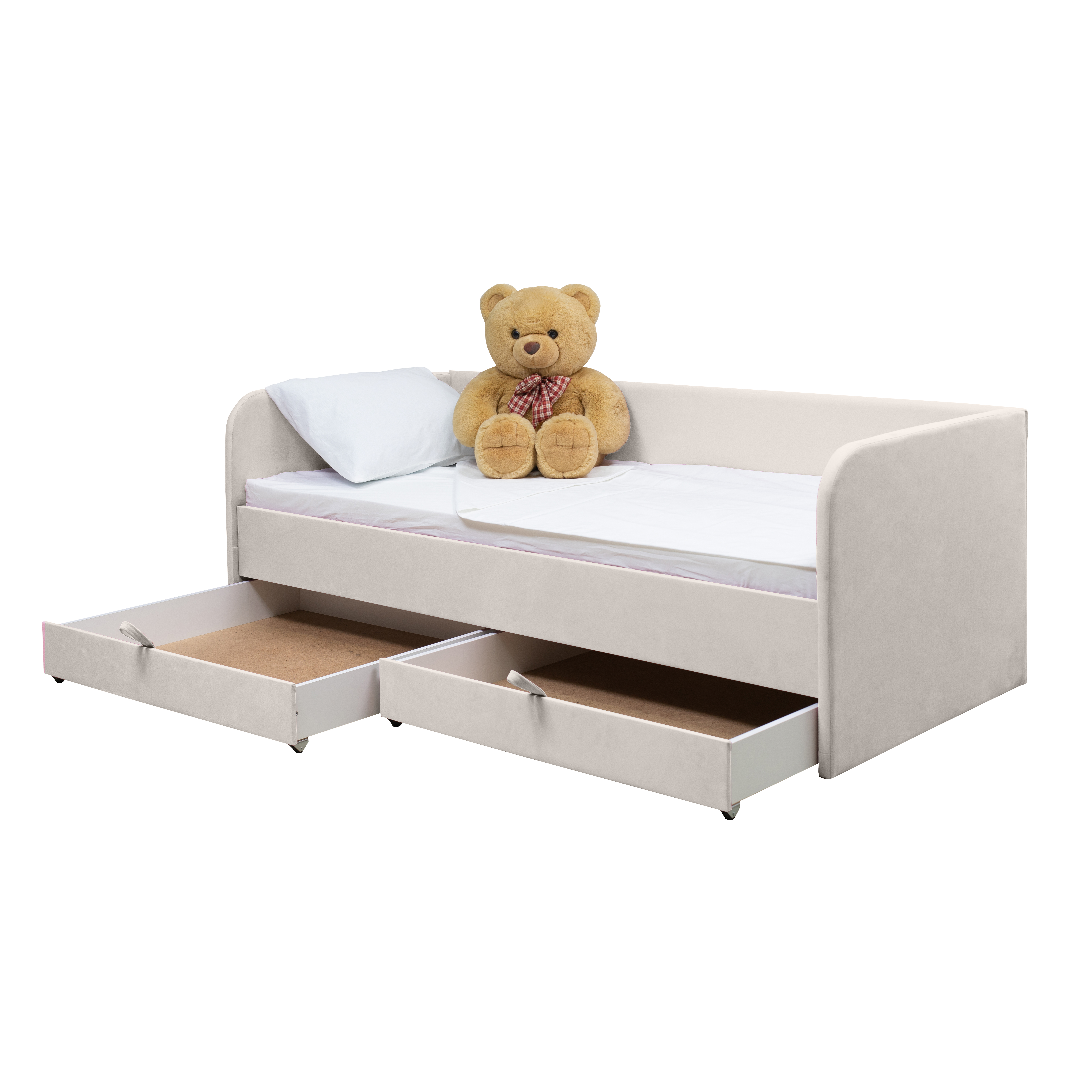 Детская диван-кровать М-СТИЛЬ Софт, ящики для хранения, бежевый, 190х80 см