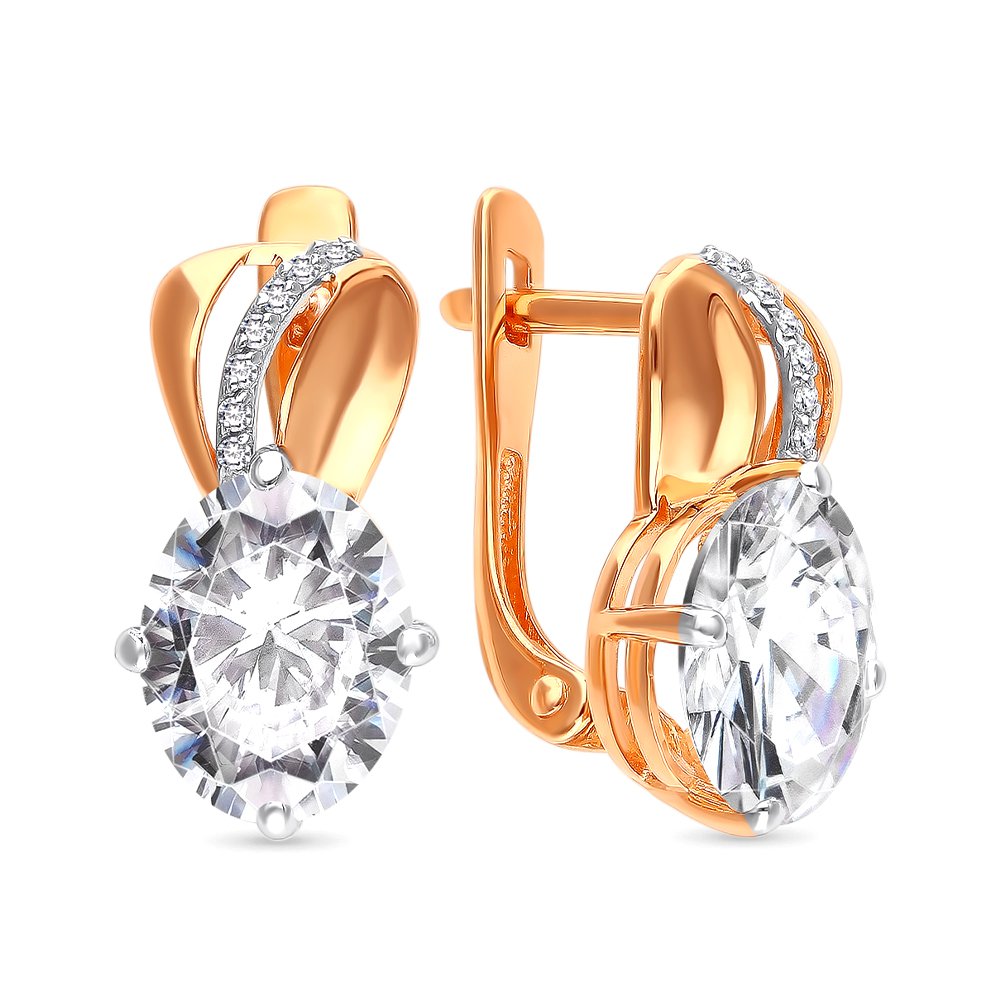 

Серьги из золота 585Gold 202007813, горный хрусталь/фианит, 202007813