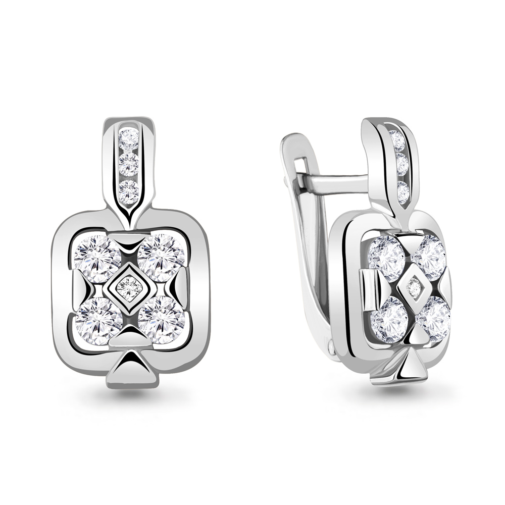 

Серьги из серебра с фианитом Aquamarine 48503А_925_р, 48503А_925_р