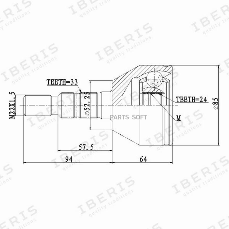 Шрус Наруж Размер 24х5225х33 Без Абс Opel Astra H IBERIS арт IB6058 1759₽