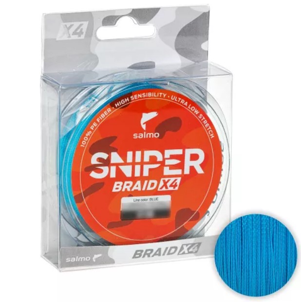 

Шнур Salmo Sniper Braid 120м. 0.232мм. BLUE, Синий, Sniper Braid