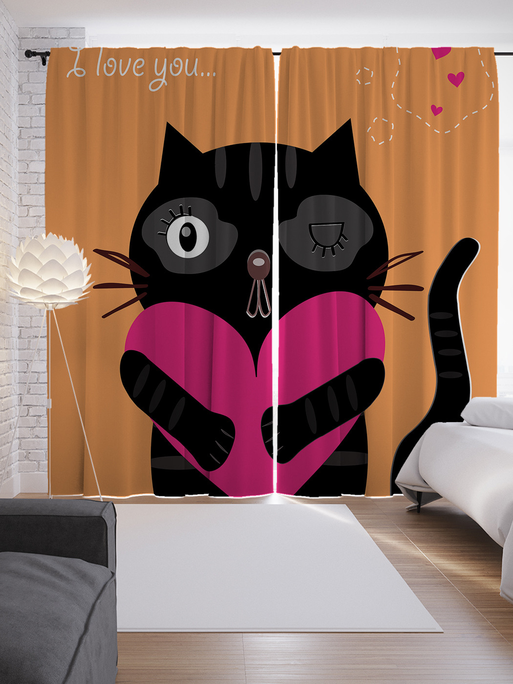 

Шторы JoyArty с фотопечатью "Кот с сердцем" из сатена, 290х265 см, Кот с сердцем