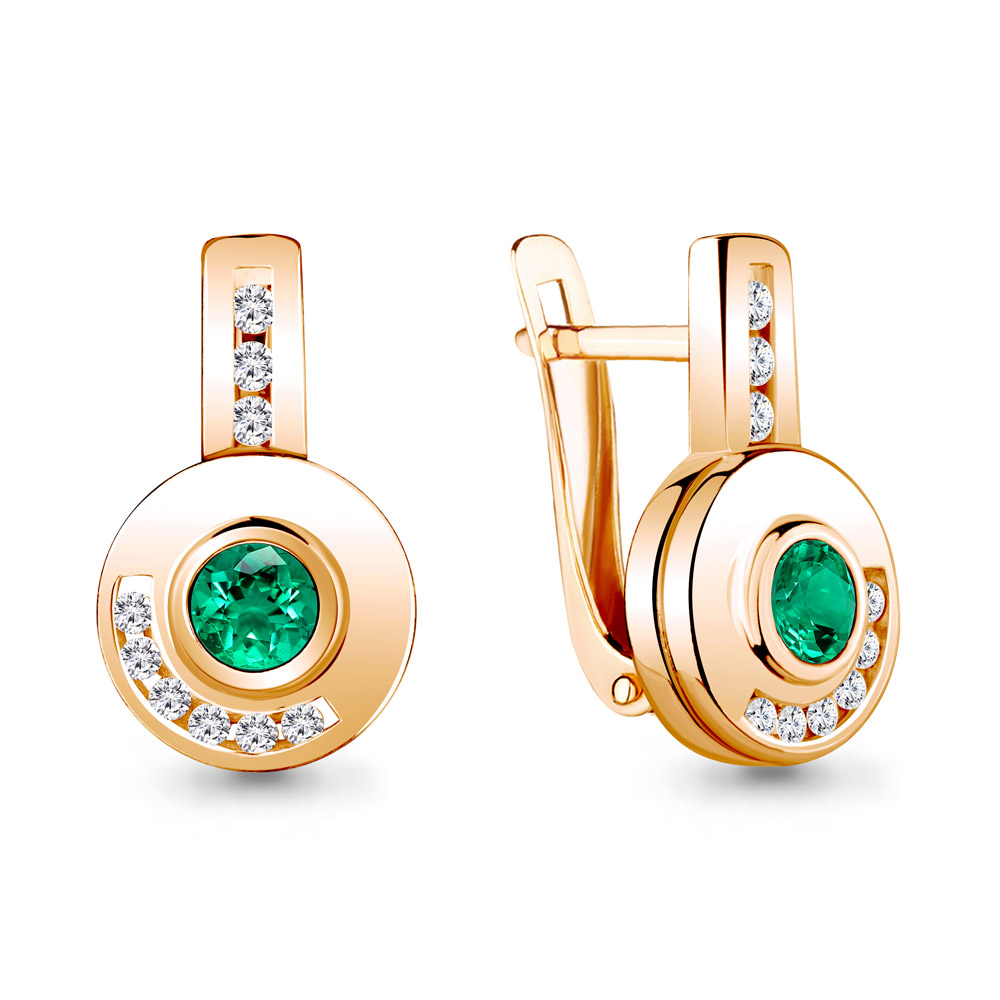 

Серьги из серебра с фианитом/изумрудом искусственным Aquamarine 48506АГ_925_з, 48506АГ_925_з