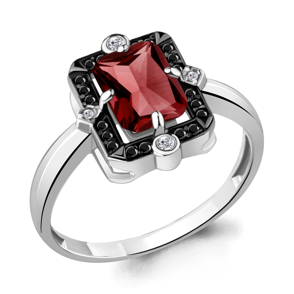 

Кольцо из серебра с гранатом р. 18 Aquamarine 6574385Ч_925_р, 6574385Ч_925_р