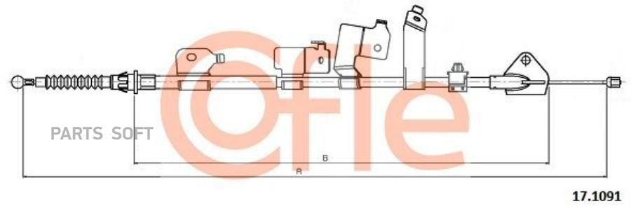 

COFLE 92.17.1091 Трос стояночного тормоза лев задн TOYOTA AURIS 1.4-1.6-2.0ds 06-