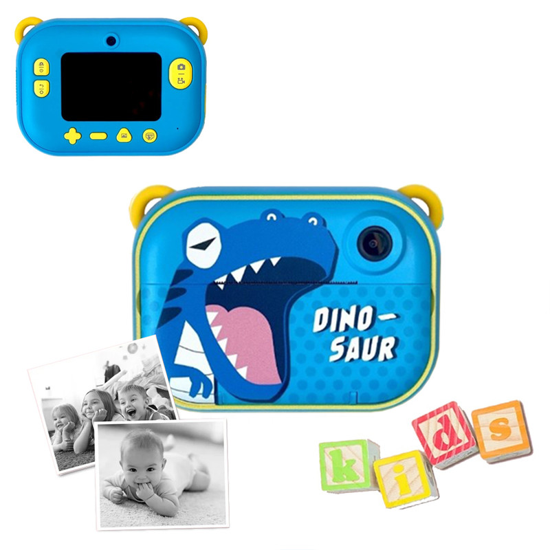 

Фотоаппарат моментальной печати Ar4iKol Синий Динозавр синий, Детский фотоаппарат с функцией мгновенной печати