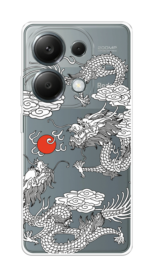 

Чехол на Xiaomi Redmi Note 13 Pro 4G "Драконы с ножом", Прозрачный;черный;белый, 321650-1