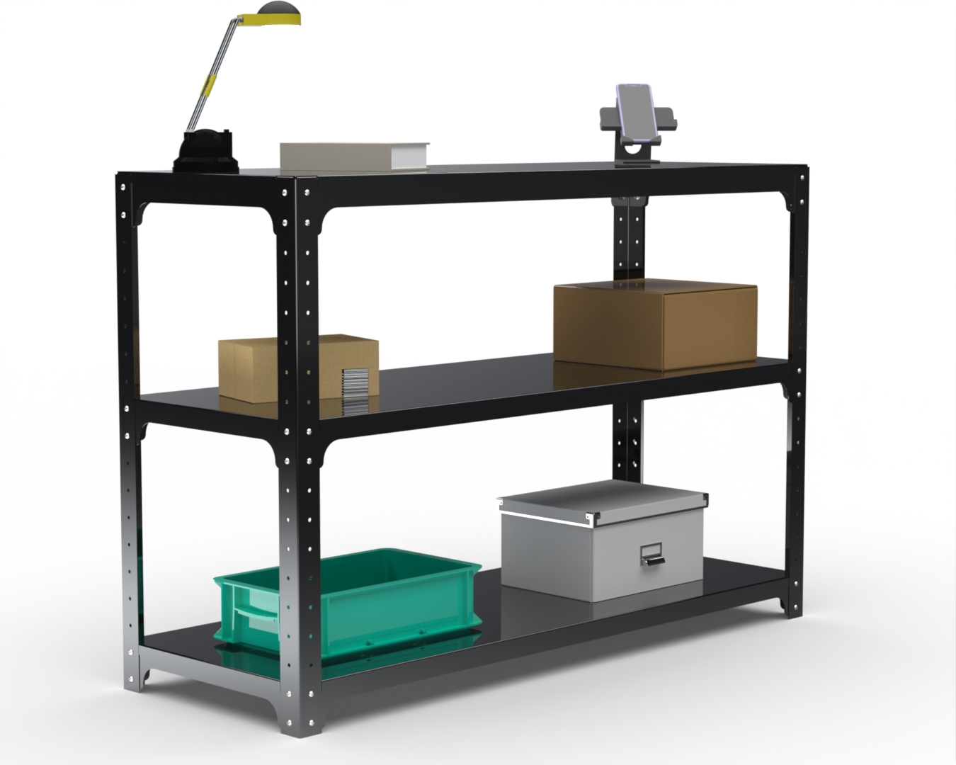 

Стол-верстак Metalex 205443 KIT 950х1200х600 с двумя полками, чёрный