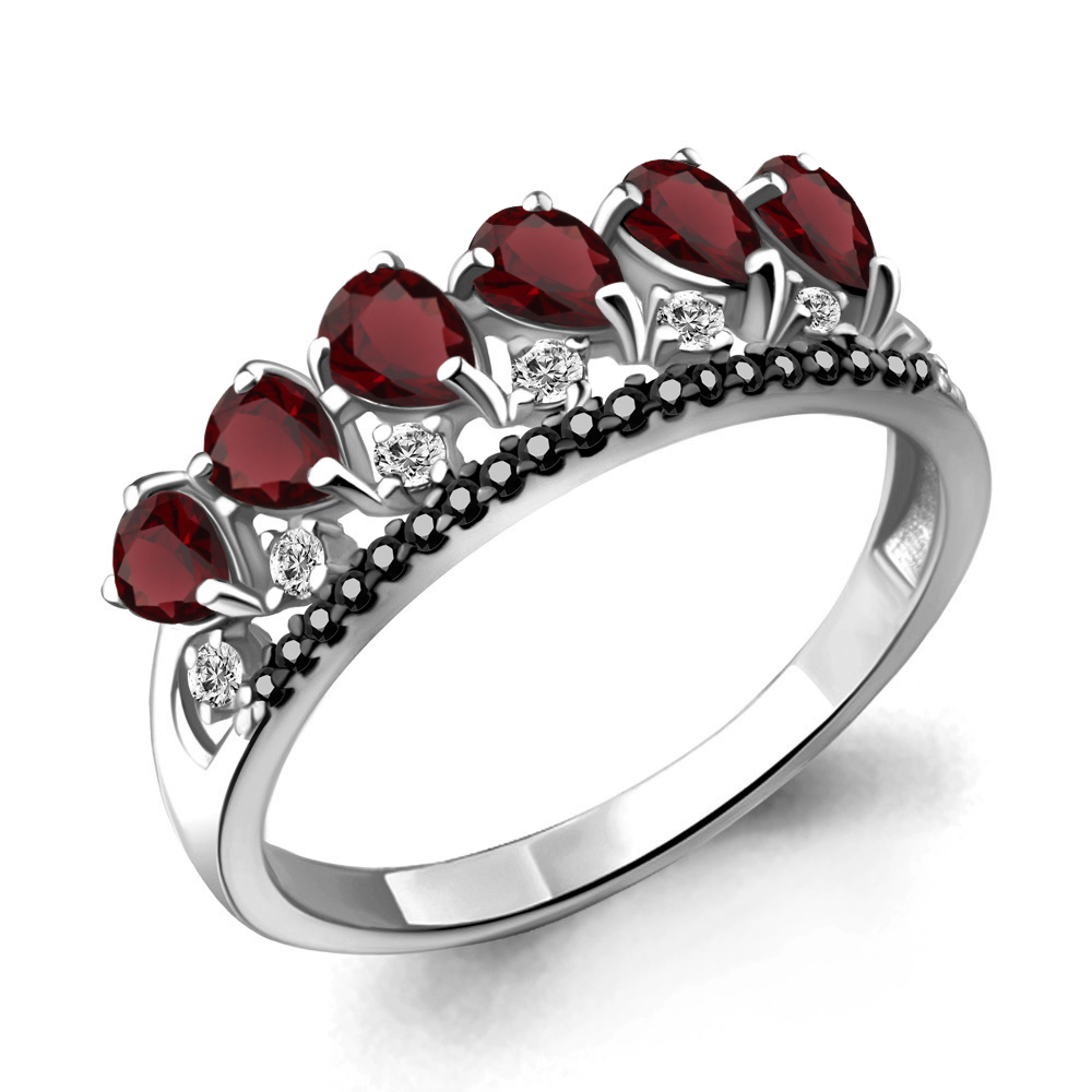 

Кольцо из серебра с гранатом р. 17,5 Aquamarine 6574603Ч_925_р, 6574603Ч_925_р