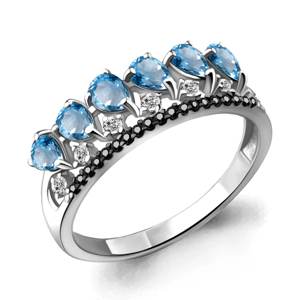 

Кольцо из серебра с топазом р. 17,5 Aquamarine 6574605Ч_925_р, 6574605Ч_925_р
