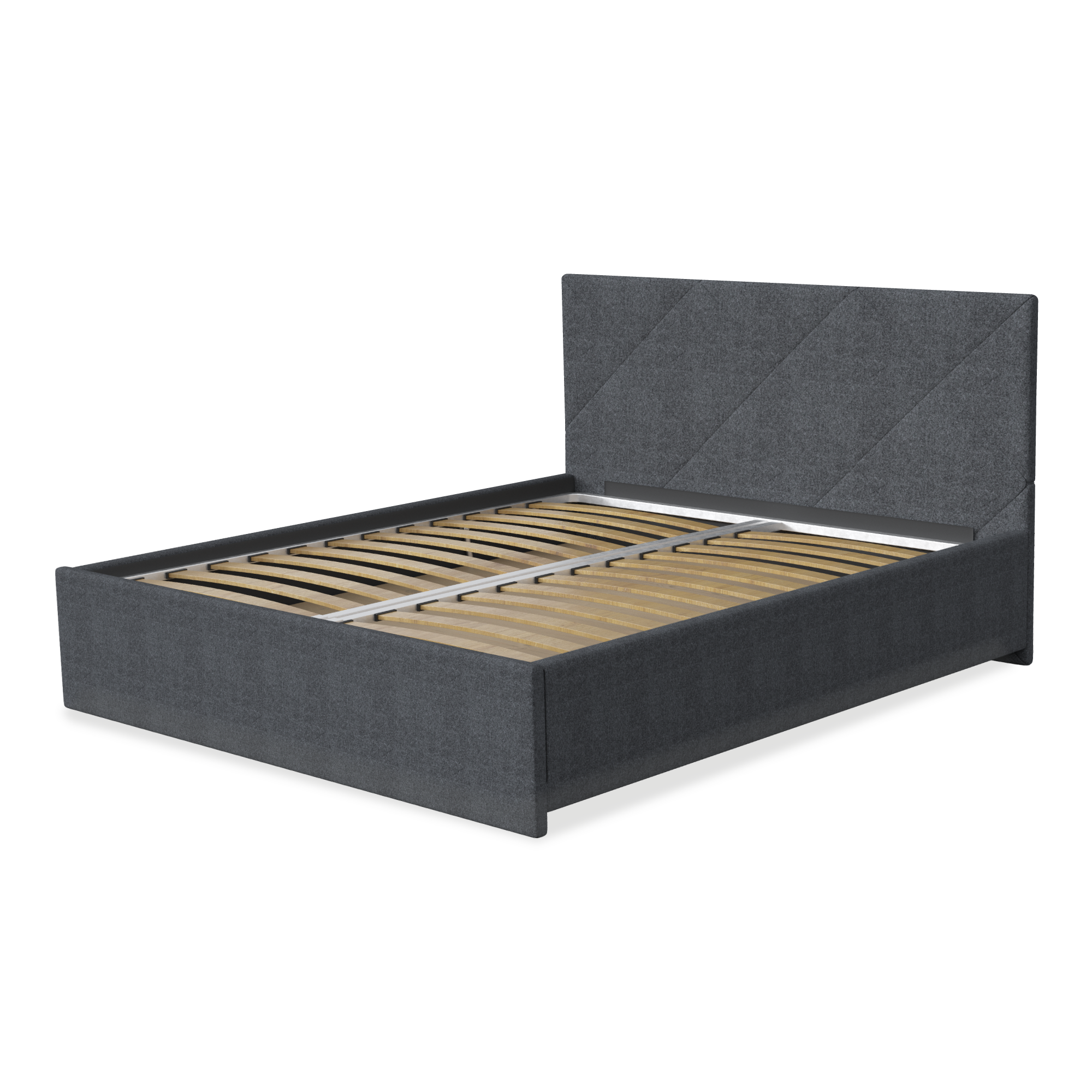 фото Двуспальная кровать buyson buyrest 200х140, серая, рогожка