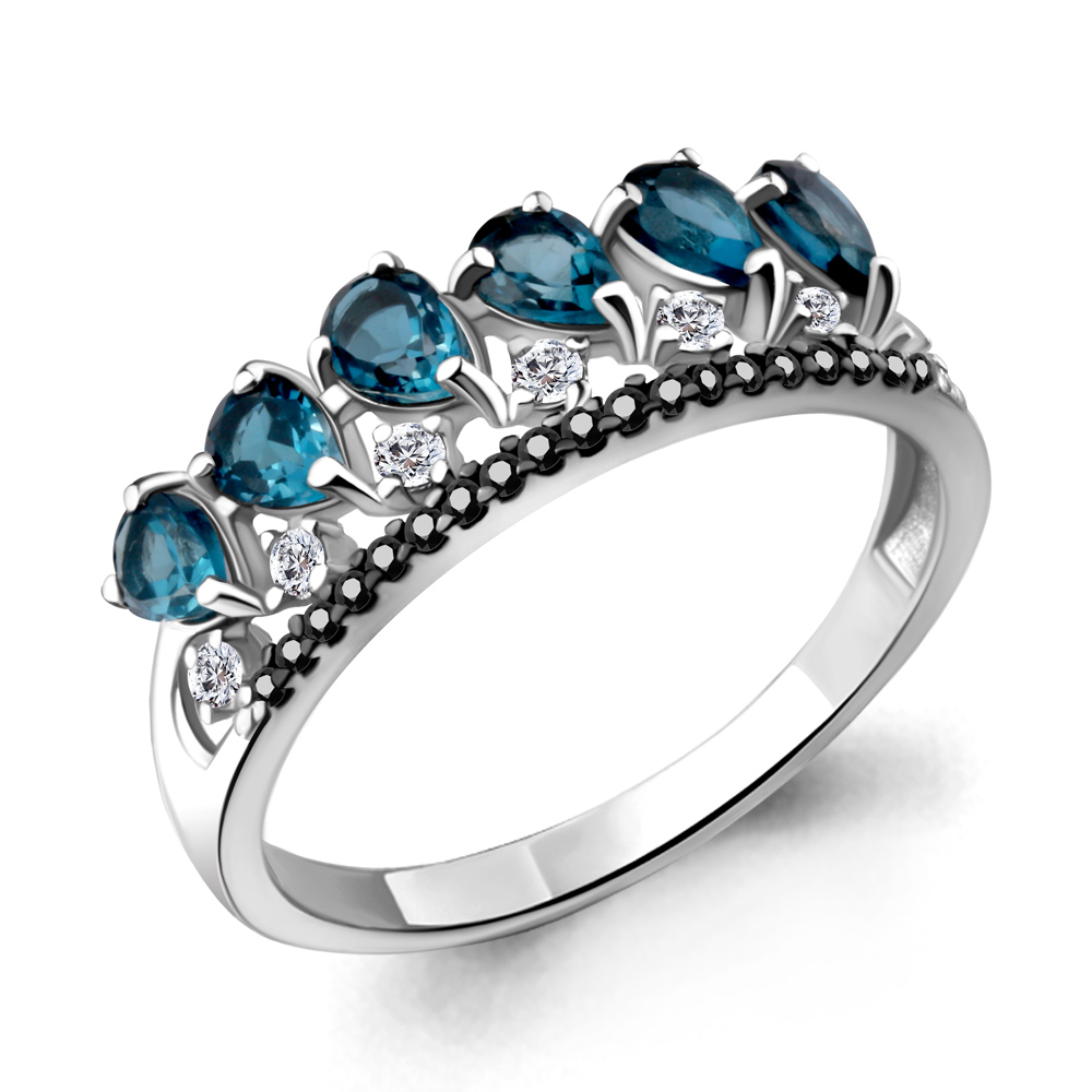 

Кольцо из серебра с топазом р. 18,5 Aquamarine 6574608Ч_925_р, 6574608Ч_925_р