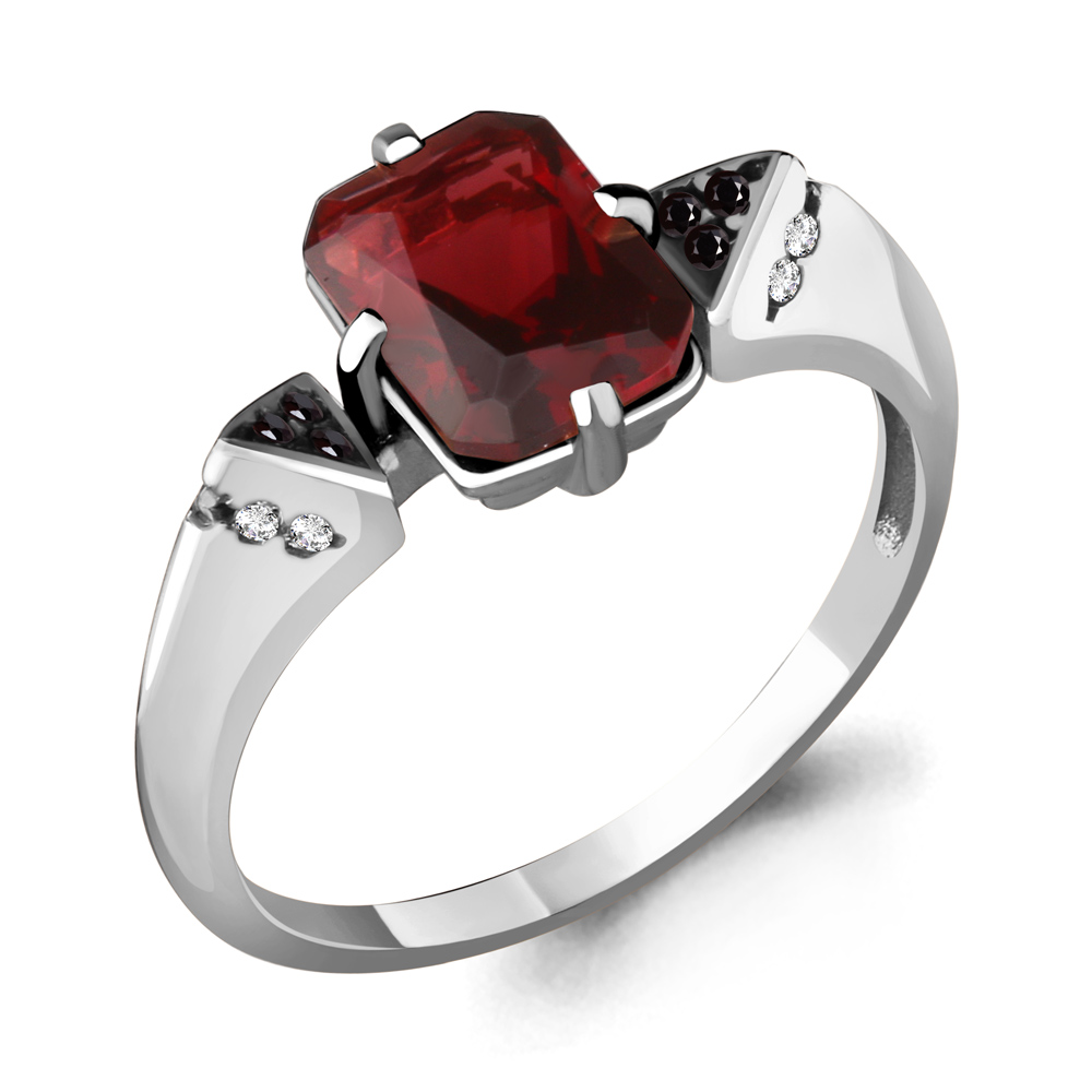 

Кольцо из серебра с гранатом р. 19 Aquamarine 6574885Ч_925_р, 6574885Ч_925_р