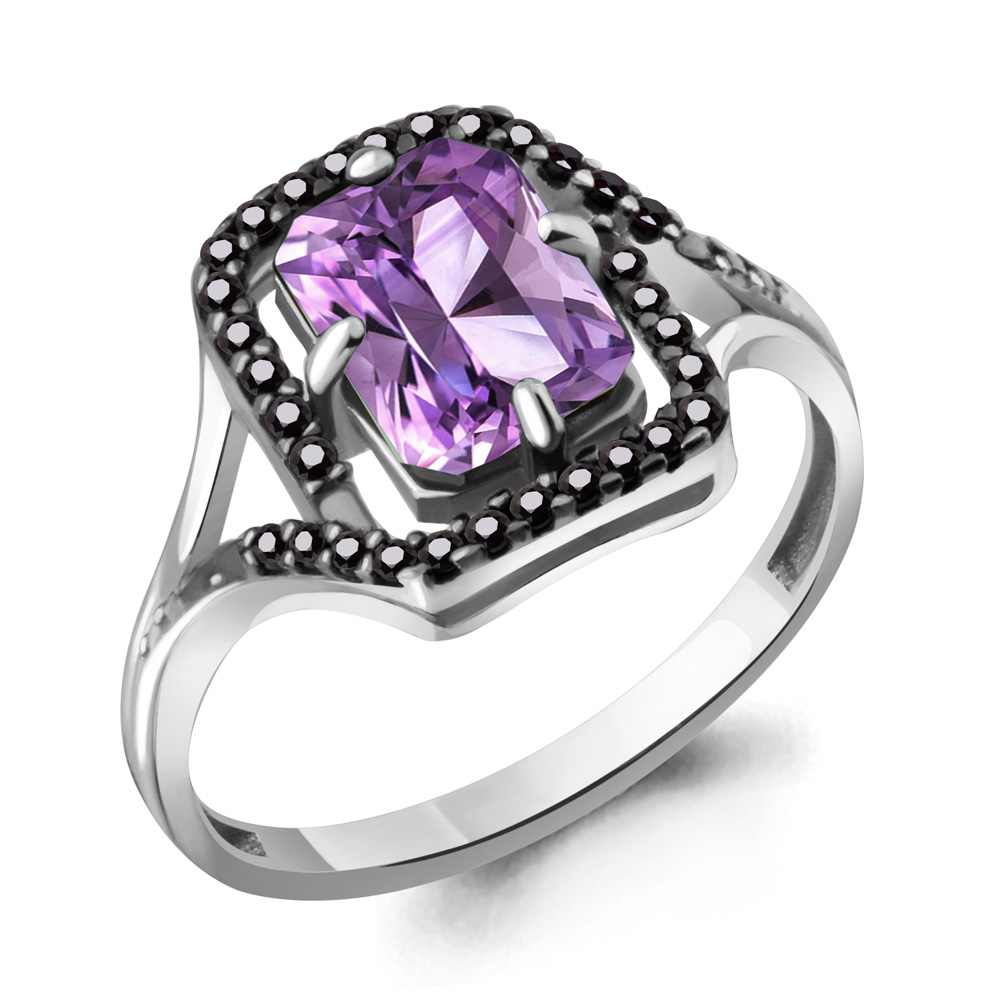 

Кольцо из серебра с аметистом р. 16,5 Aquamarine 6575104Ч_925_р, 6575104Ч_925_р
