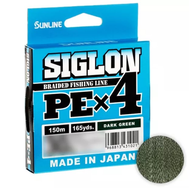 

Шнур Sunline Siglon X4 150м. 0.209 DARK GREEN, Зеленый, Siglon X4