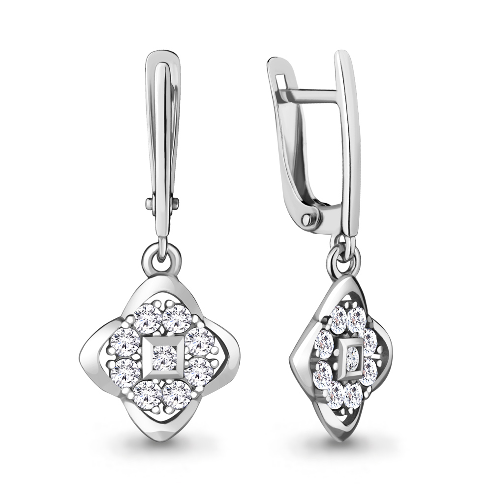 

Серьги подвески из серебра с фианитом Aquamarine 48515А_925_р, 48515А_925_р