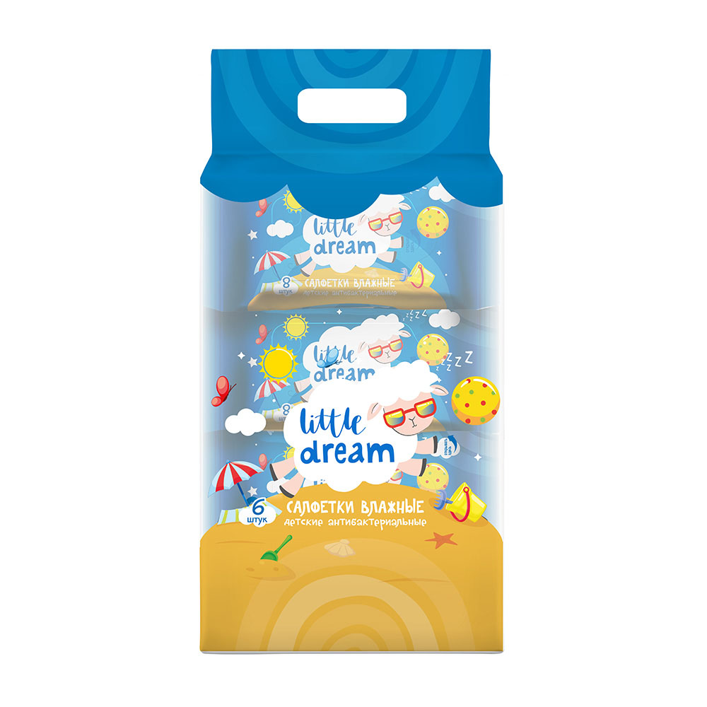 

Салфетки влажные О'кей Little Dream антибактериальные 8 шт, Белый