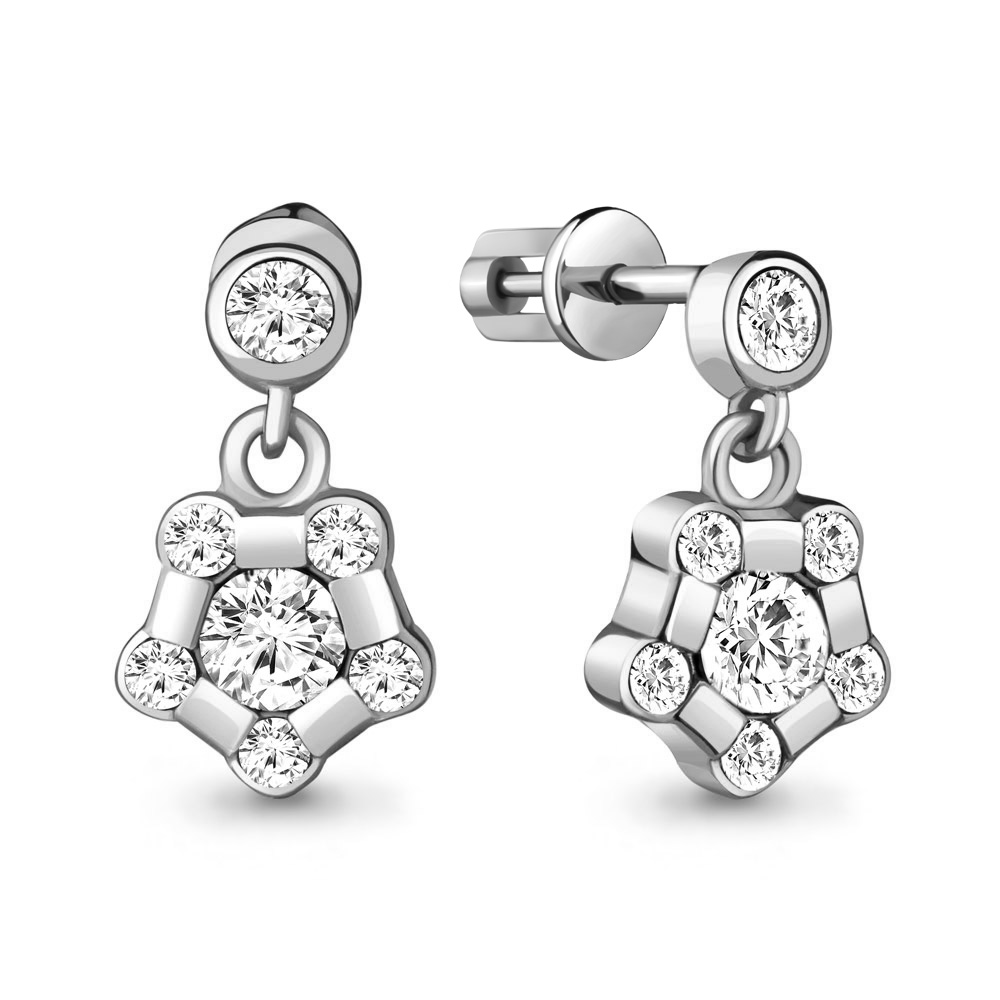 

Серьги подвески из серебра с фианитом Aquamarine 48516А_925_р, 48516А_925_р