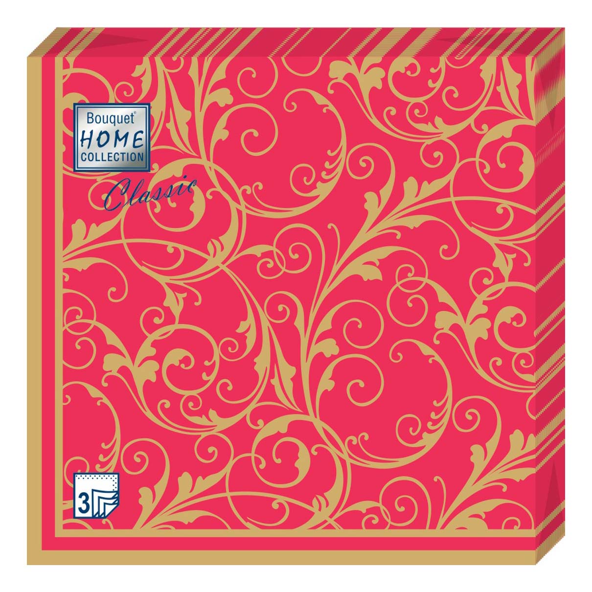 Салфетки Bouquet Home collect Classic Очарование на красном 3 слоя 33 х 33 см 20 шт.