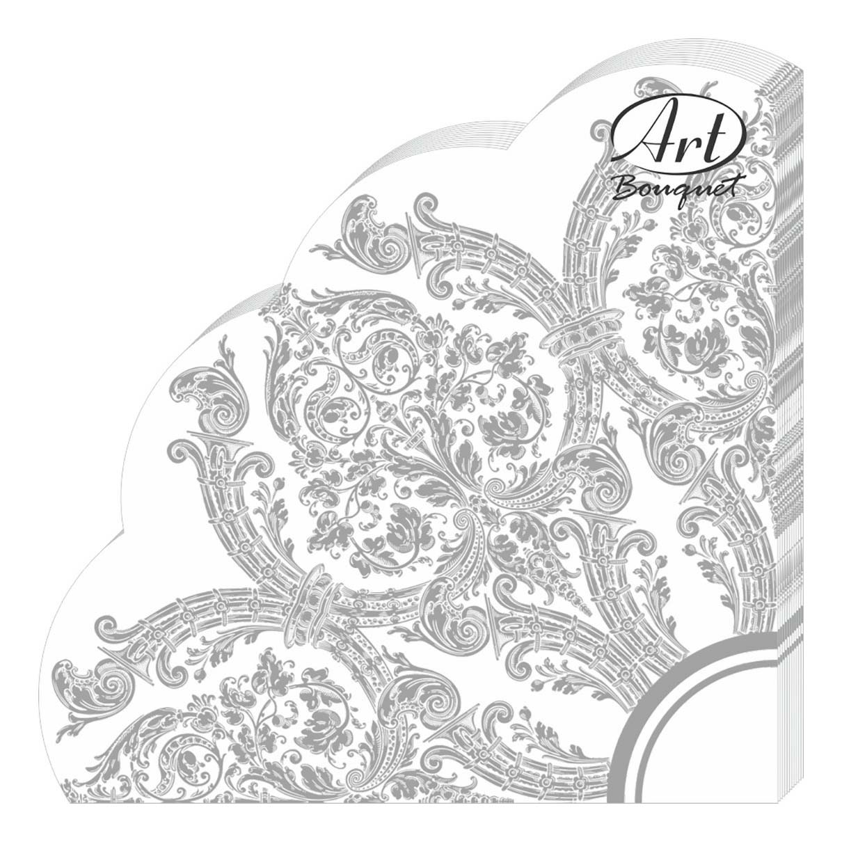 

Салфетки бумажные Art Bouquet Royal Серебро на белом 3 слоя 33 x 33 см 12 шт, Серебристый;белый