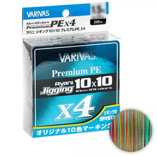 Шнур Varivas Avani Jigging 10x10 Premium PE x4 200м. 0.165мм. MULTICOLOR