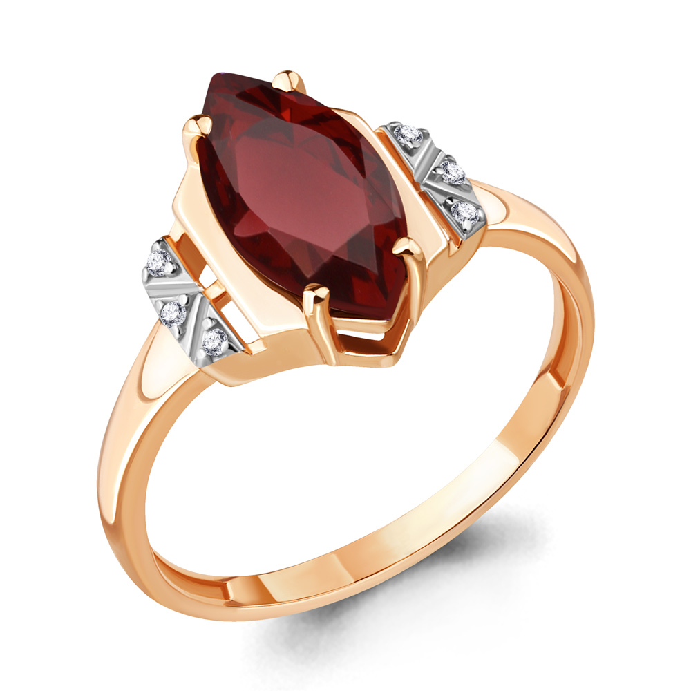 

Кольцо из серебра с гранатом р. 16,5 Aquamarine 6575603А_925_з, 6575603А_925_з