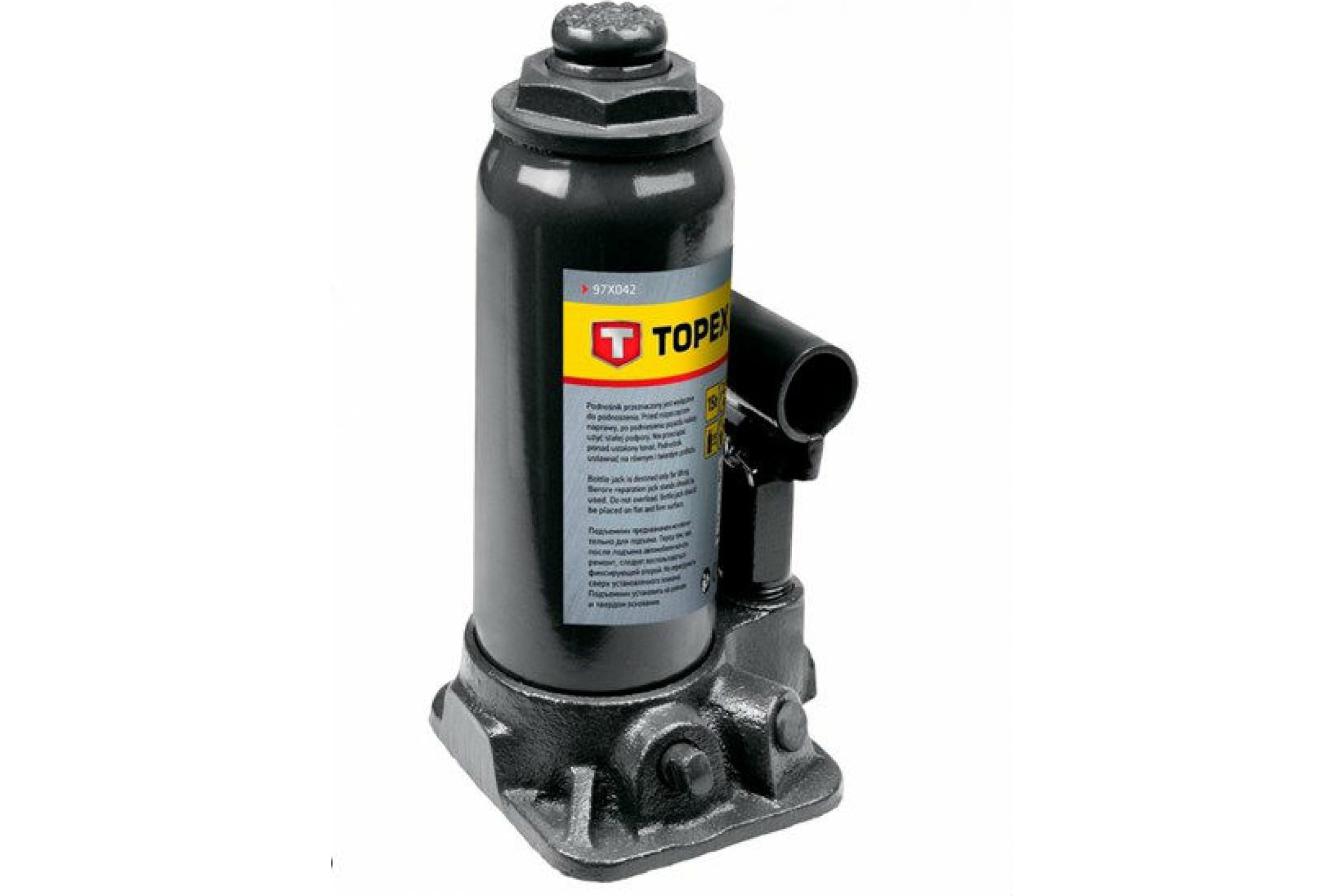 

TOPEX Домкрат гидравлический бутылочный, 15 т, 230-460 мм 97x042