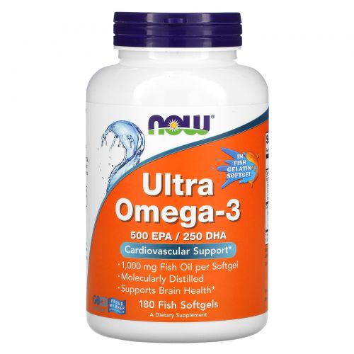 Омега-3 NOW Ultra Omega-3 180 капсул