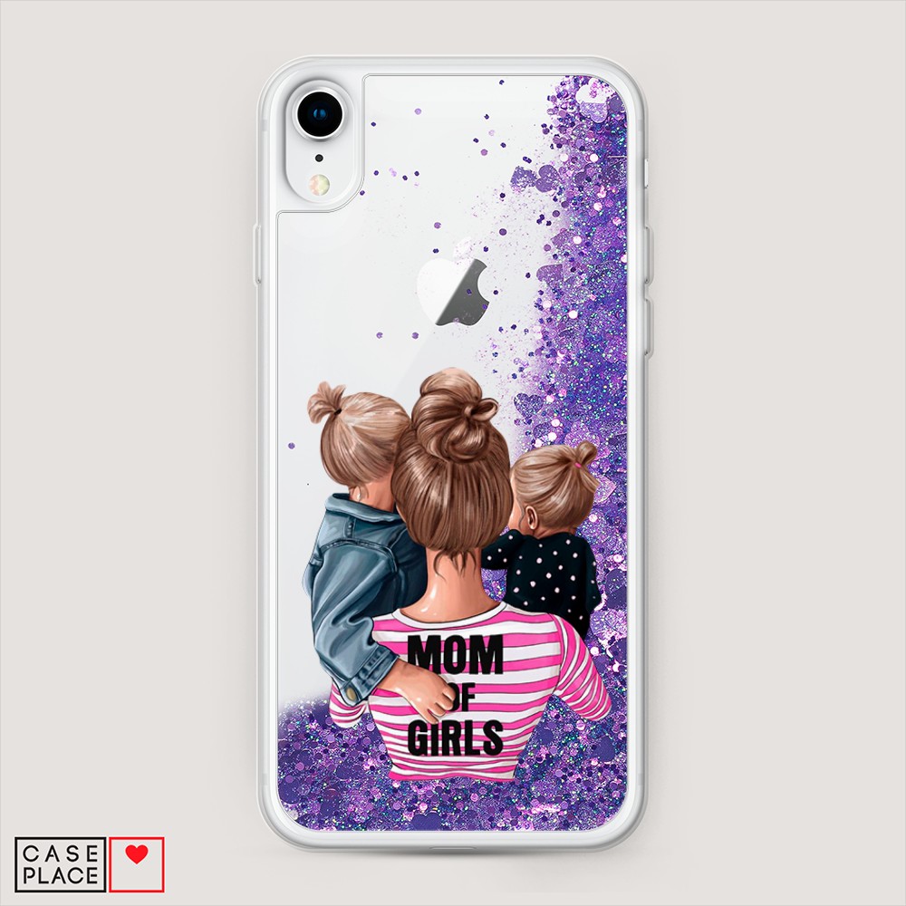 

Жидкий чехол с блестками "Mom of Girls" на Apple iPhone XR (10R), 12092-1