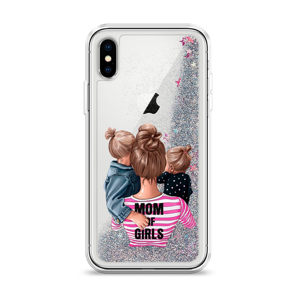 фото Жидкий чехол с блестками "mom of girls" на apple iphone xs (10s) awog