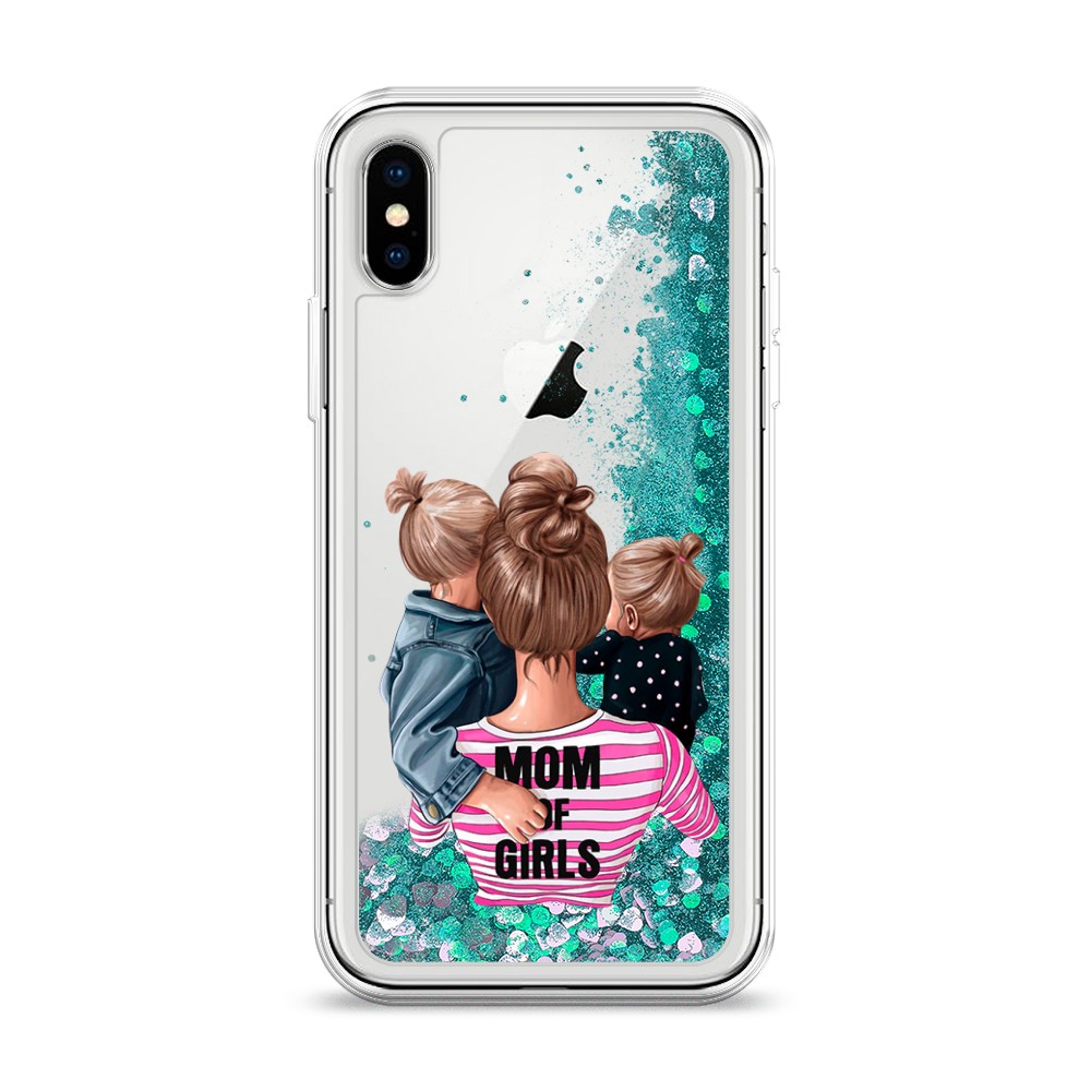 

Жидкий чехол с блестками "Mom of Girls" на Apple iPhone XS (10S), 11895-1