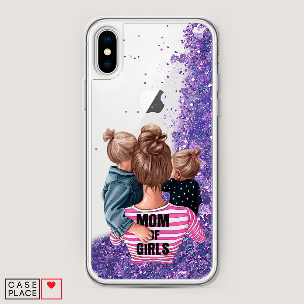 фото Жидкий чехол с блестками "mom of girls" на apple iphone xs max (10s max) awog