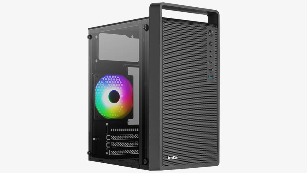 Корпус компьютерный AeroCool Cs-109-G-BK-v1 Black