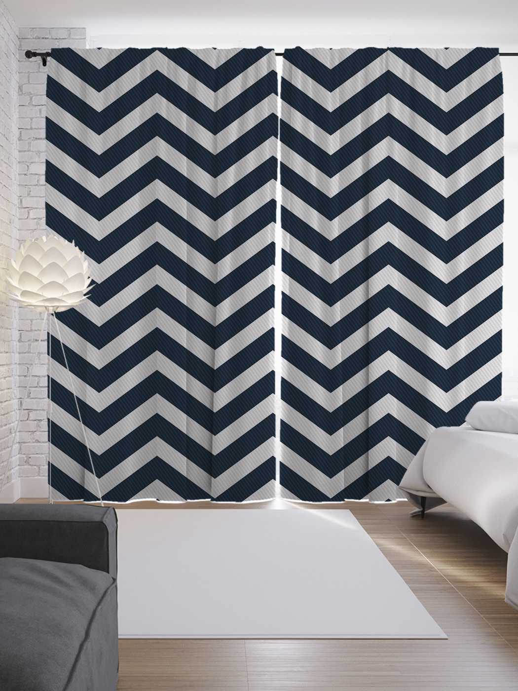 фото Шторы joyarty с фотопечатью "монотонные зигзаги" из сатена, 290х265 см