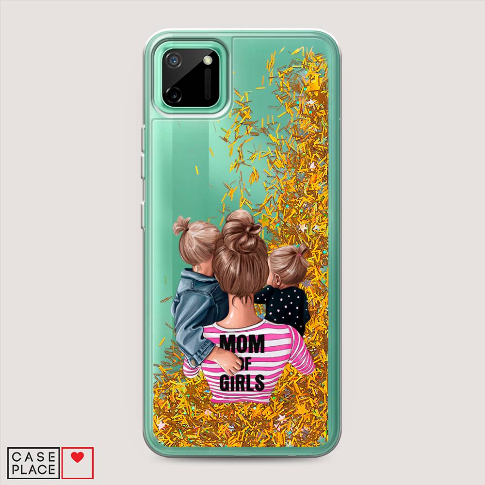 

Жидкий чехол с блестками "Mom of Girls" на Realme C11, 253890-1