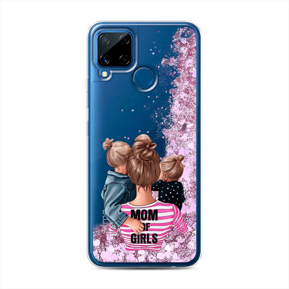 

Жидкий чехол с блестками "Mom of Girls" на Realme C15, 255094-1