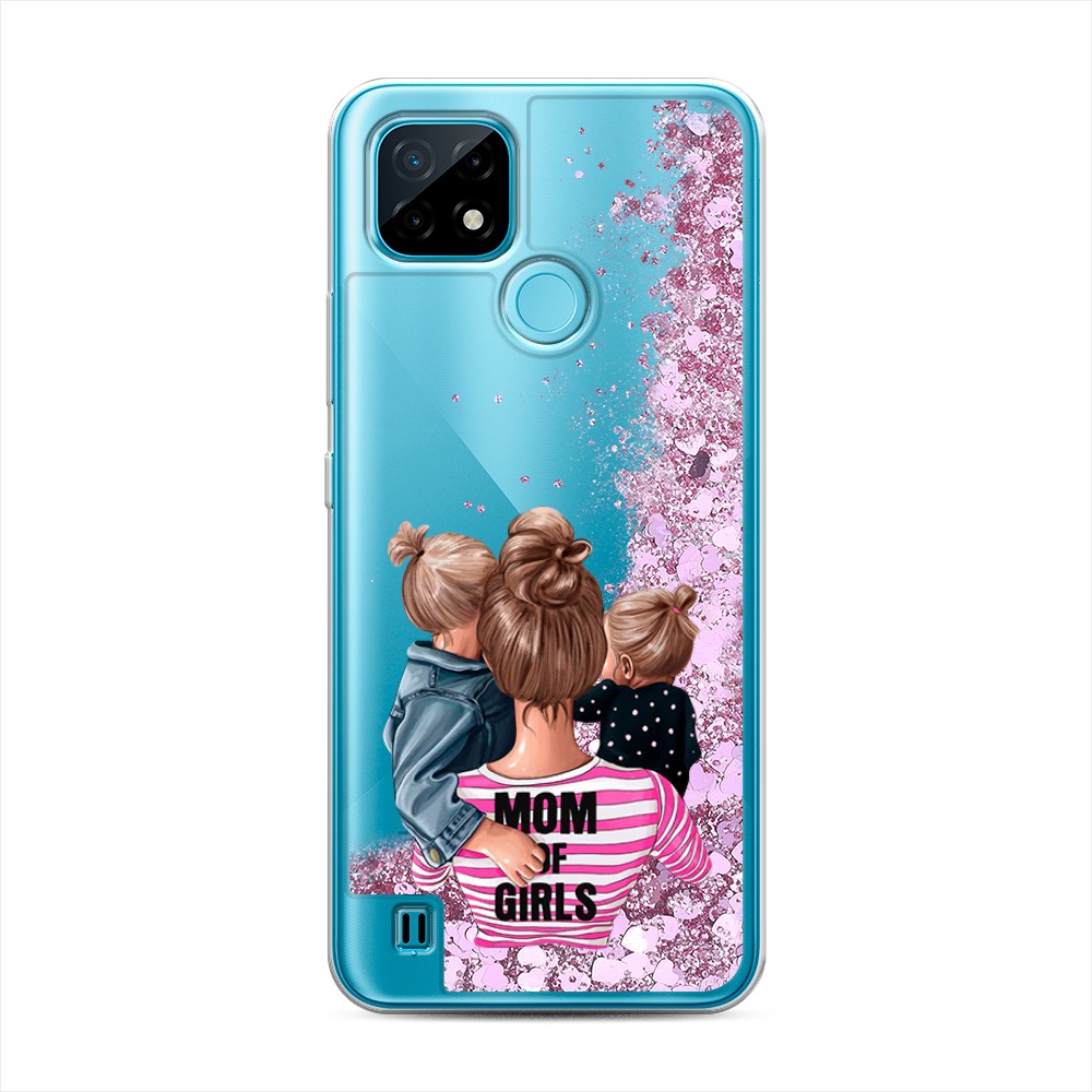

Жидкий чехол с блестками "Mom of Girls" на Realme C21, 254994-1