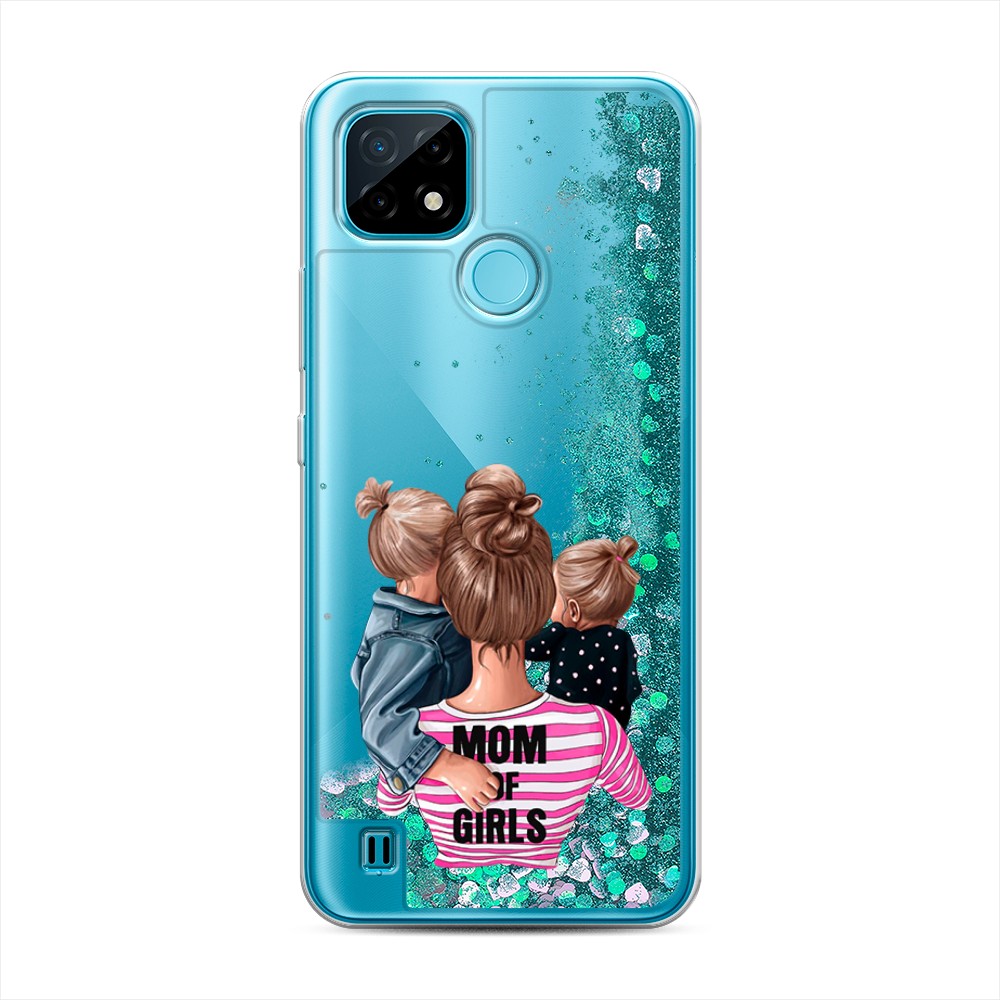 

Жидкий чехол с блестками "Mom of Girls" на Realme C21