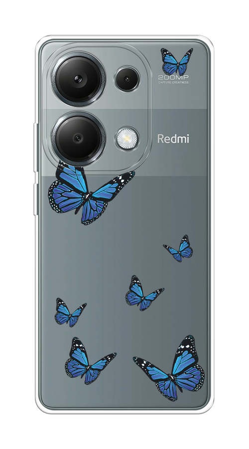 

Чехол на Poco M6 Pro 4G "Blue butterflies", Синий;черный, 321750-1