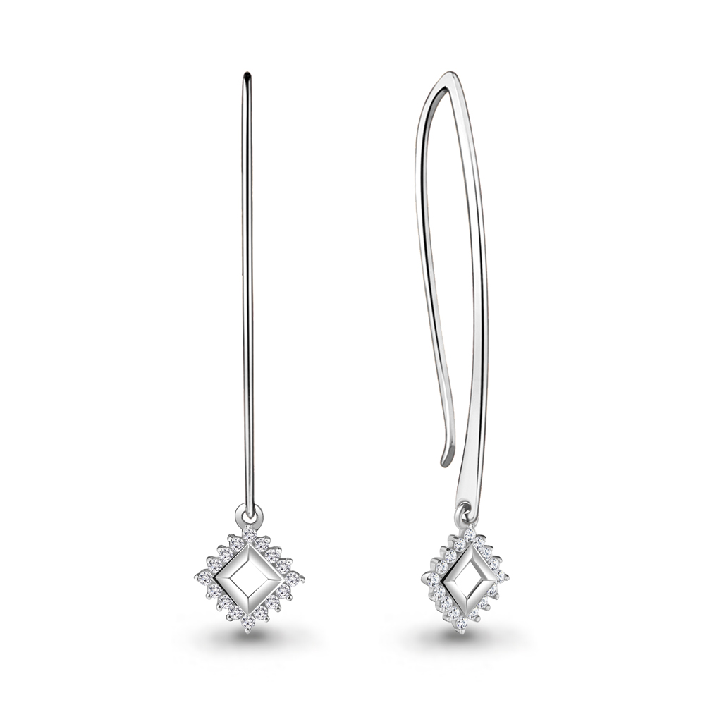 

Серьги подвески из серебра с фианитом Aquamarine 48528А_925_р, 48528А_925_р