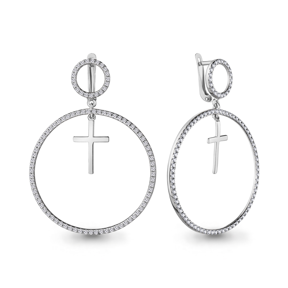

Серьги подвески из серебра с фианитом Aquamarine 48529А_925_р, 48529А_925_р