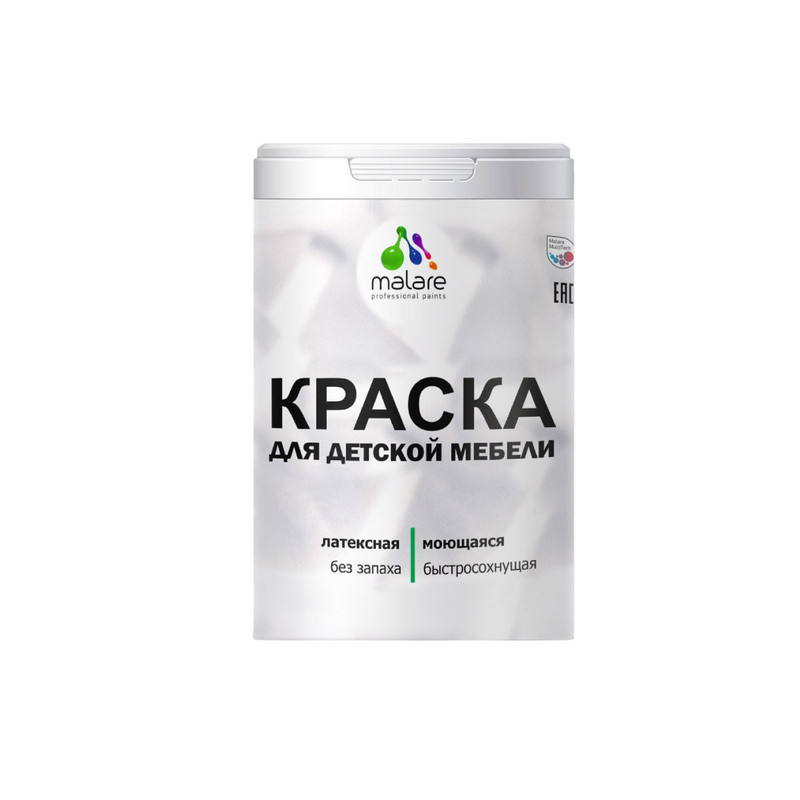 фото Краска malare для детской мебели, без запаха, матовая, сахарный вихрь, 2 кг.