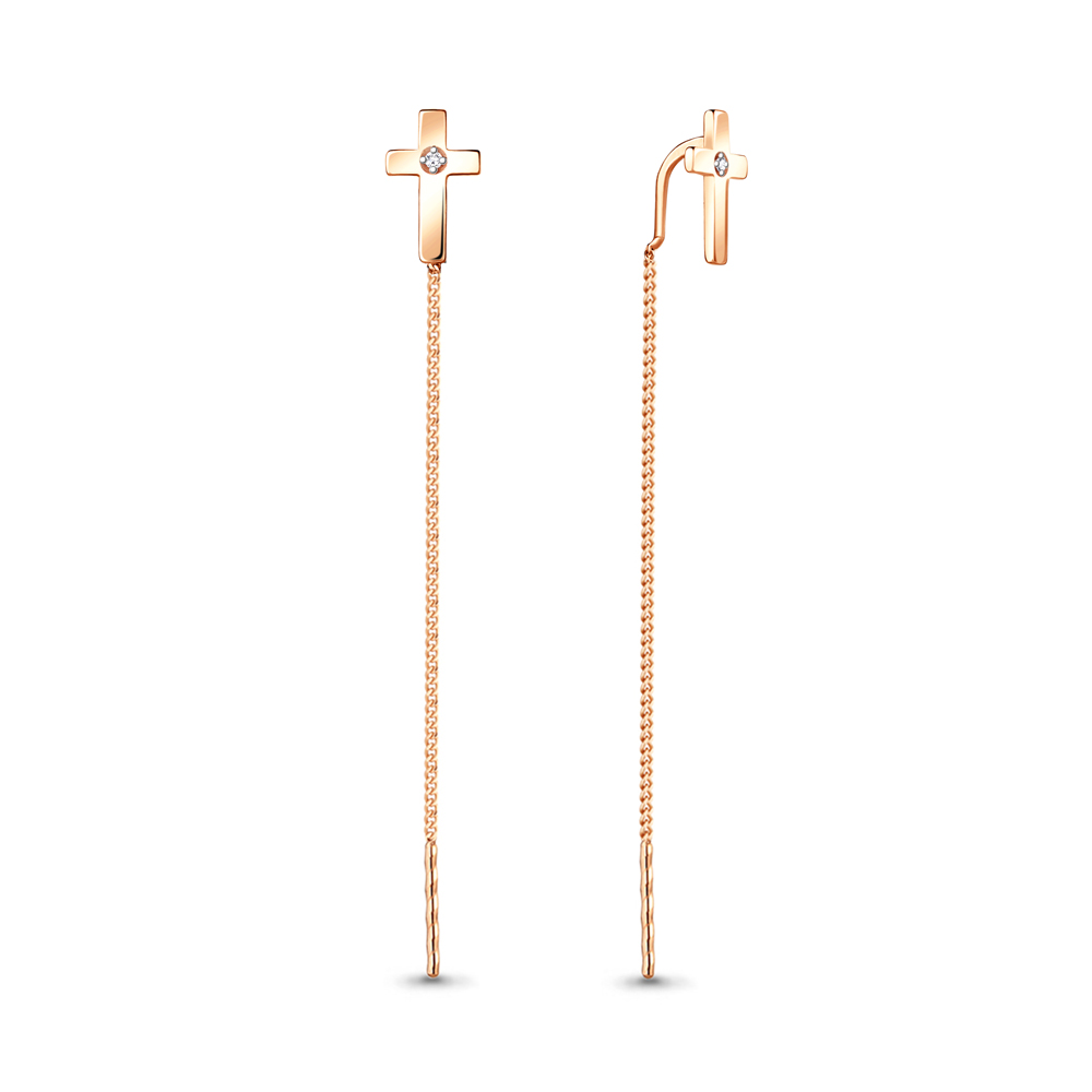 

Серьги продевки из серебра с фианитом Aquamarine 48533А_925_з, 48533А_925_з