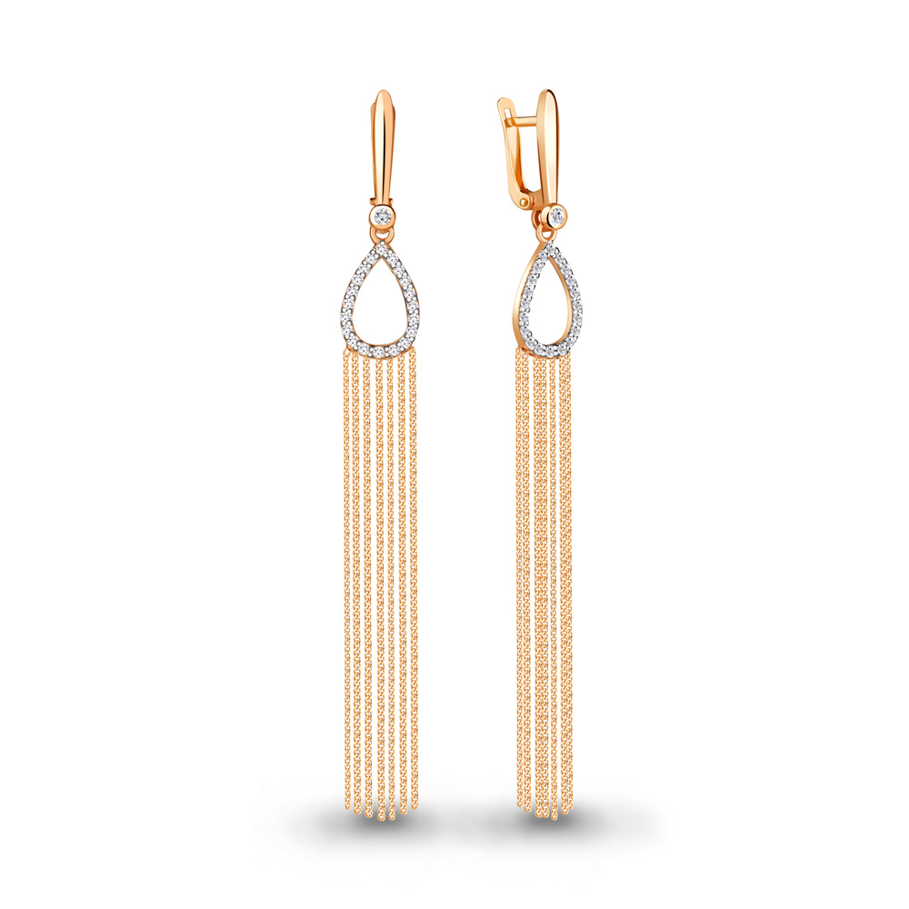 

Серьги шандельеры из серебра с фианитом Aquamarine 48534А_925_з, 48534А_925_з